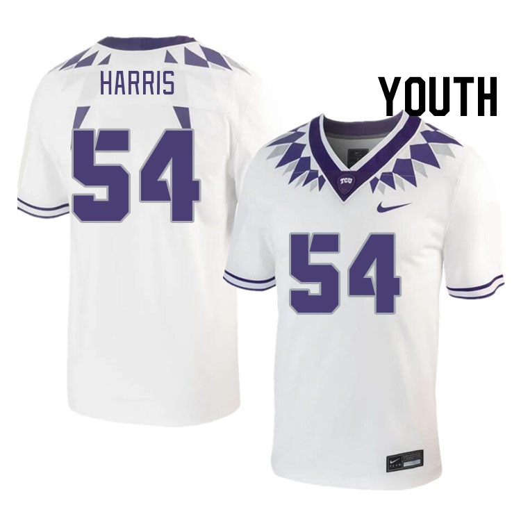 Youth #54 Quinton Harris TCU Horned Frogs 2023 College Footbal Jerseys Stitched-White